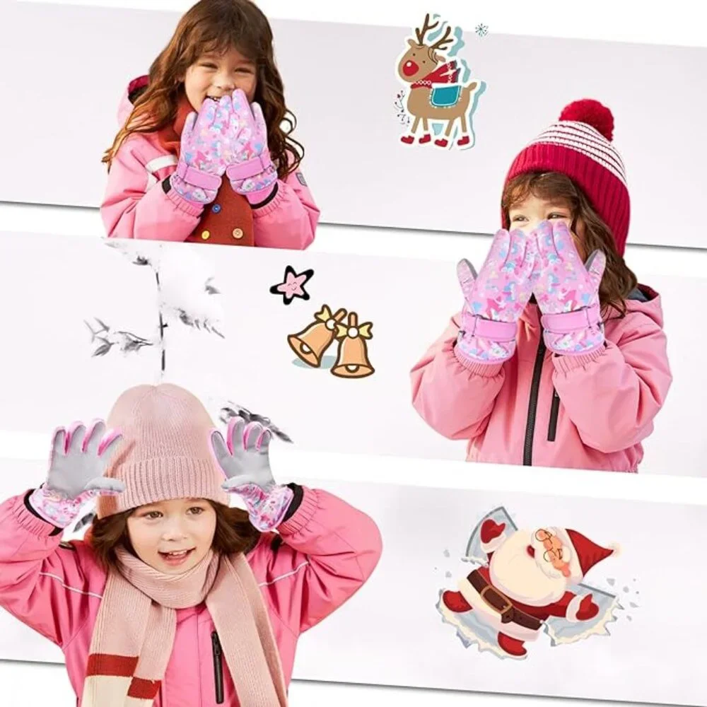 7-9 Y Winter Windproof Gloves for Kids Cute Snow Ski Gloves X003CJ7ZEV